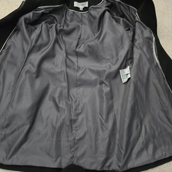 ANNE KLEIN midweight black trench with ribbed sweater collar and cuffs. Size M - Picture 14 of 16